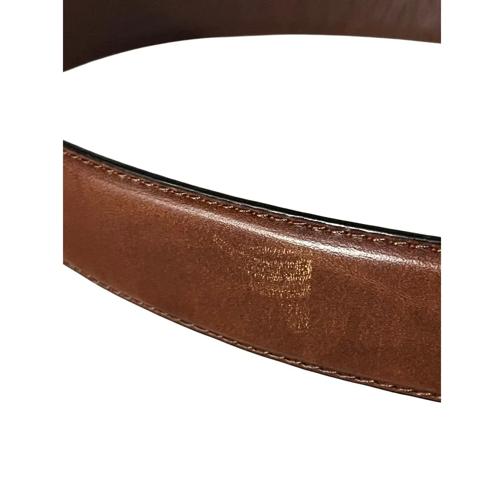 Polo Ralph Lauren Brown Italian Leather Belt Silver Buckle Mens Size 38 95